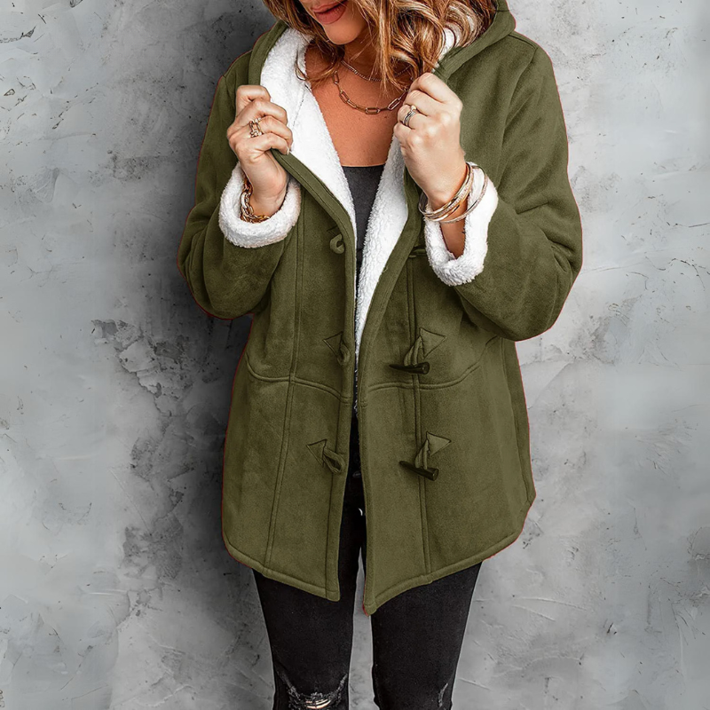 Chloe | Plush Hooded Toggle Coat