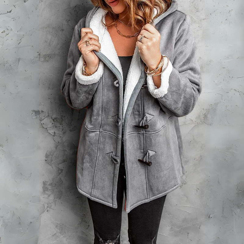 Chloe | Plush Hooded Toggle Coat