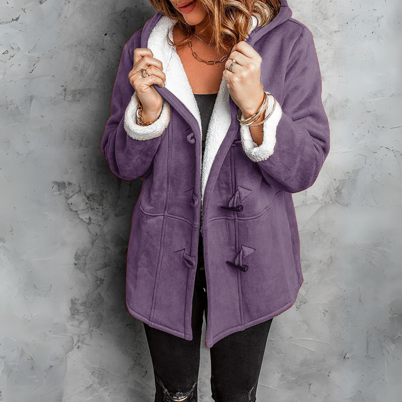 Chloe | Plush Hooded Toggle Coat