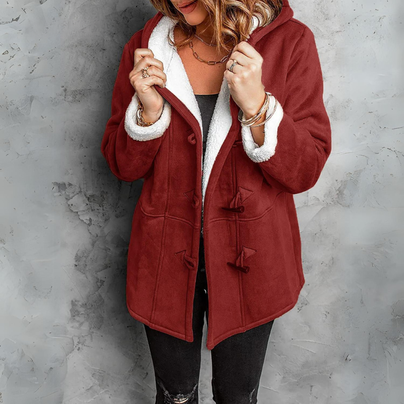 Chloe | Plush Hooded Toggle Coat