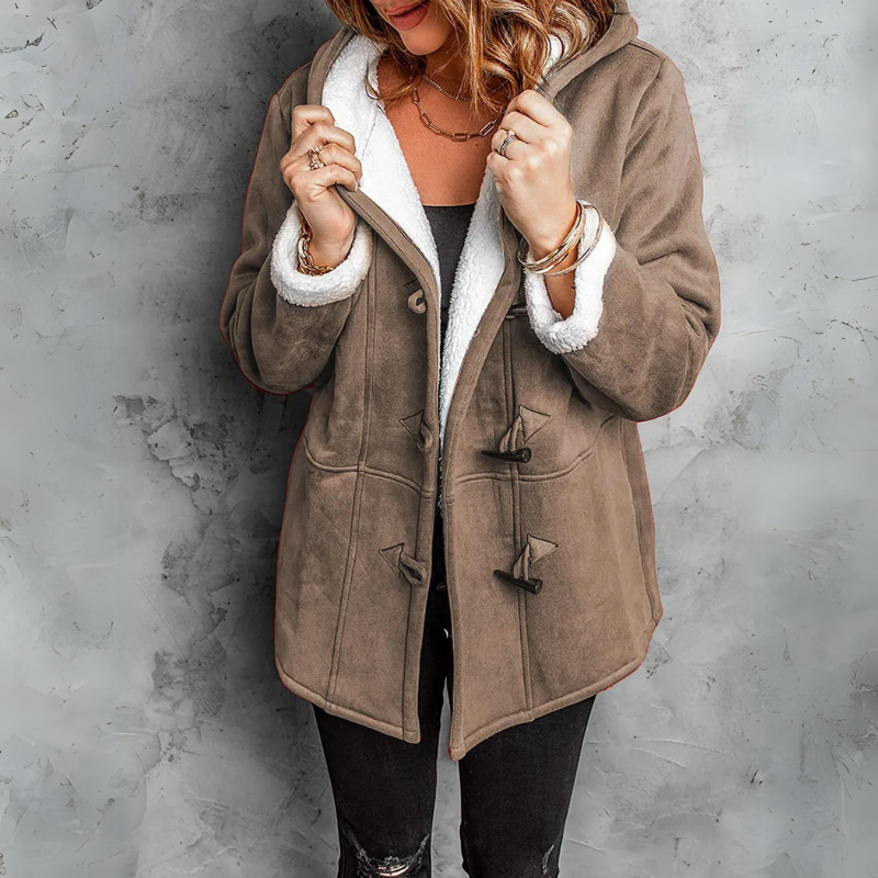 Chloe | Plush Hooded Toggle Coat